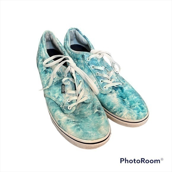 Blue and white tie dye vans shoes - Picture 1 of 9
